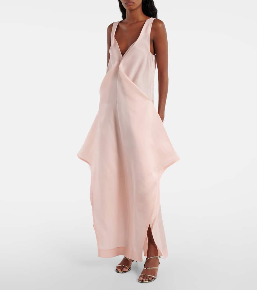 Khaite Kenith Flared Silk Organza Maxi Dress In Pink