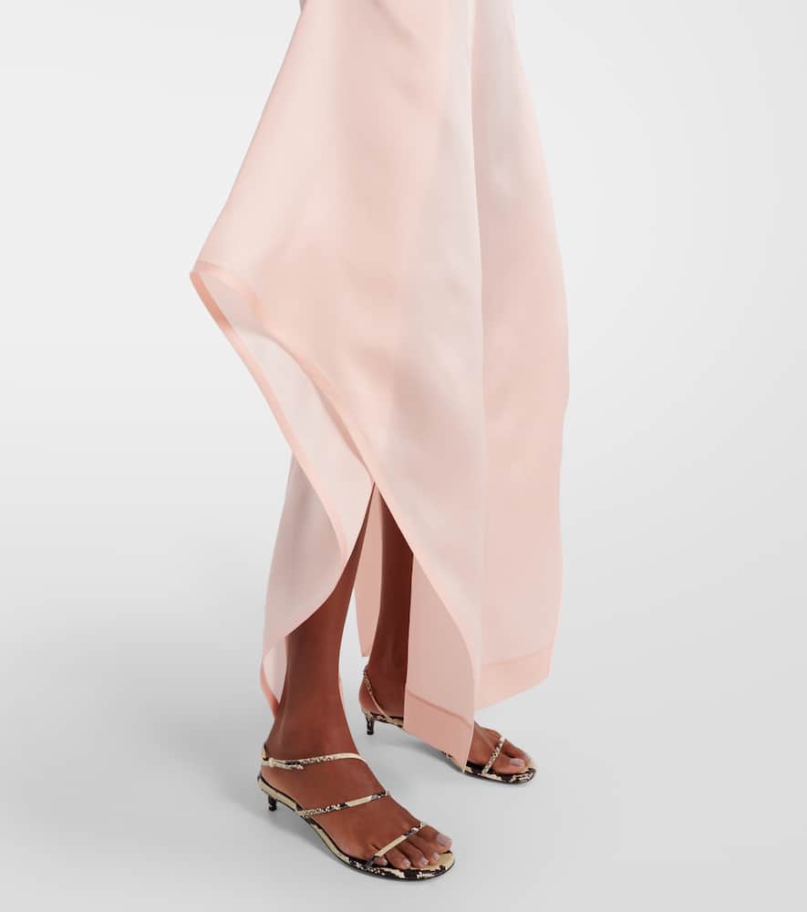Khaite Kenith Flared Silk Organza Maxi Dress In Pink