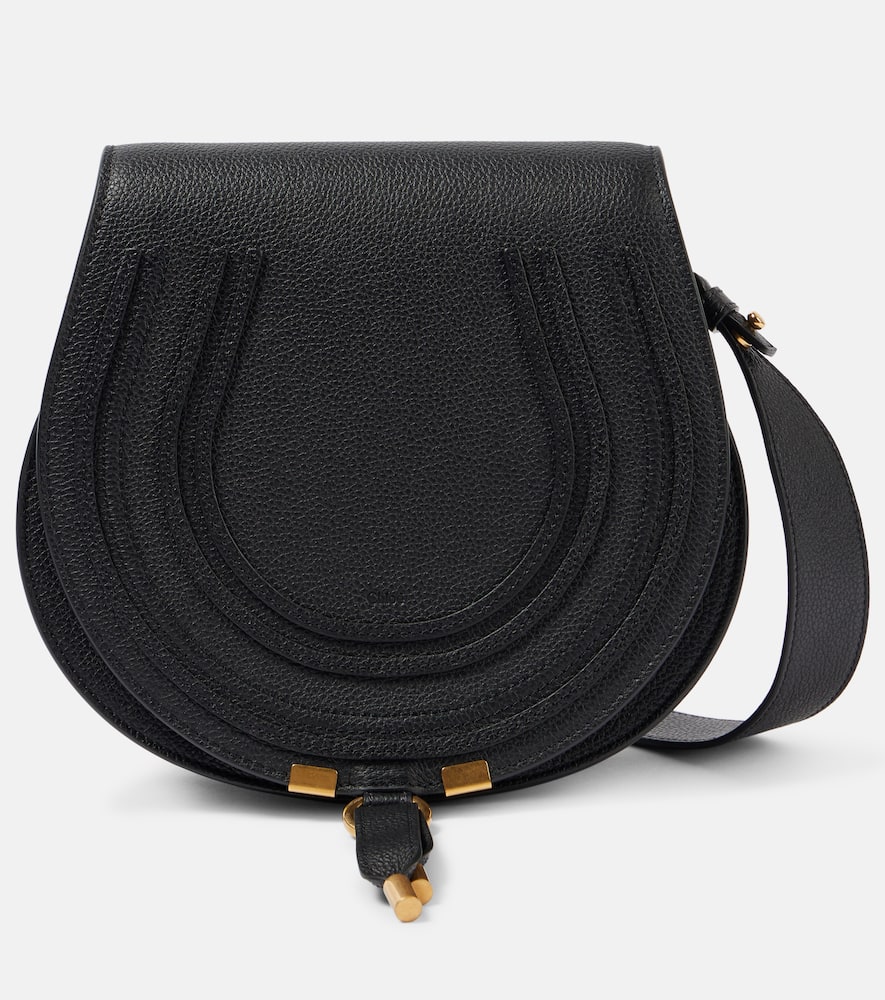 Chloé Marcie Leather Saddle Bag In Black