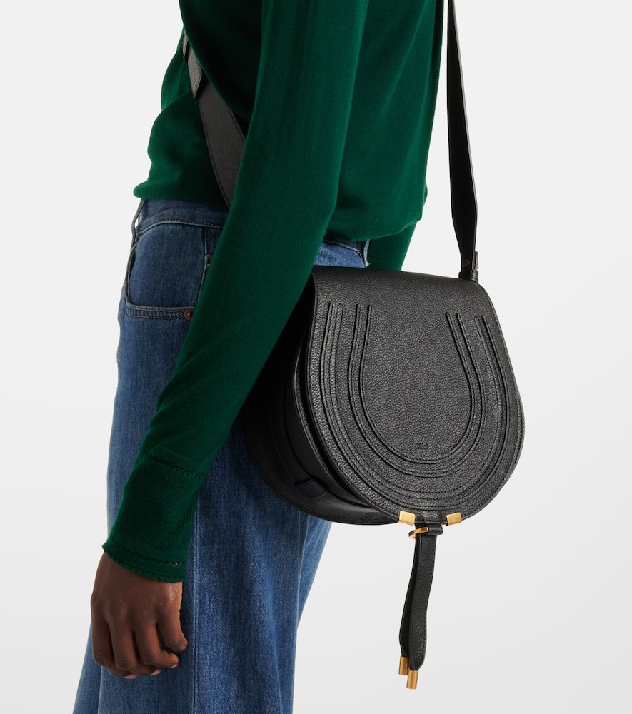 Chloé Marcie Leather Saddle Bag In Black