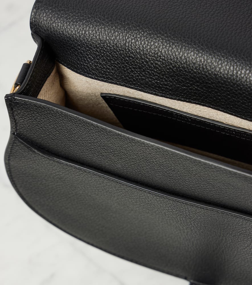 Chloé Marcie Leather Saddle Bag In Black