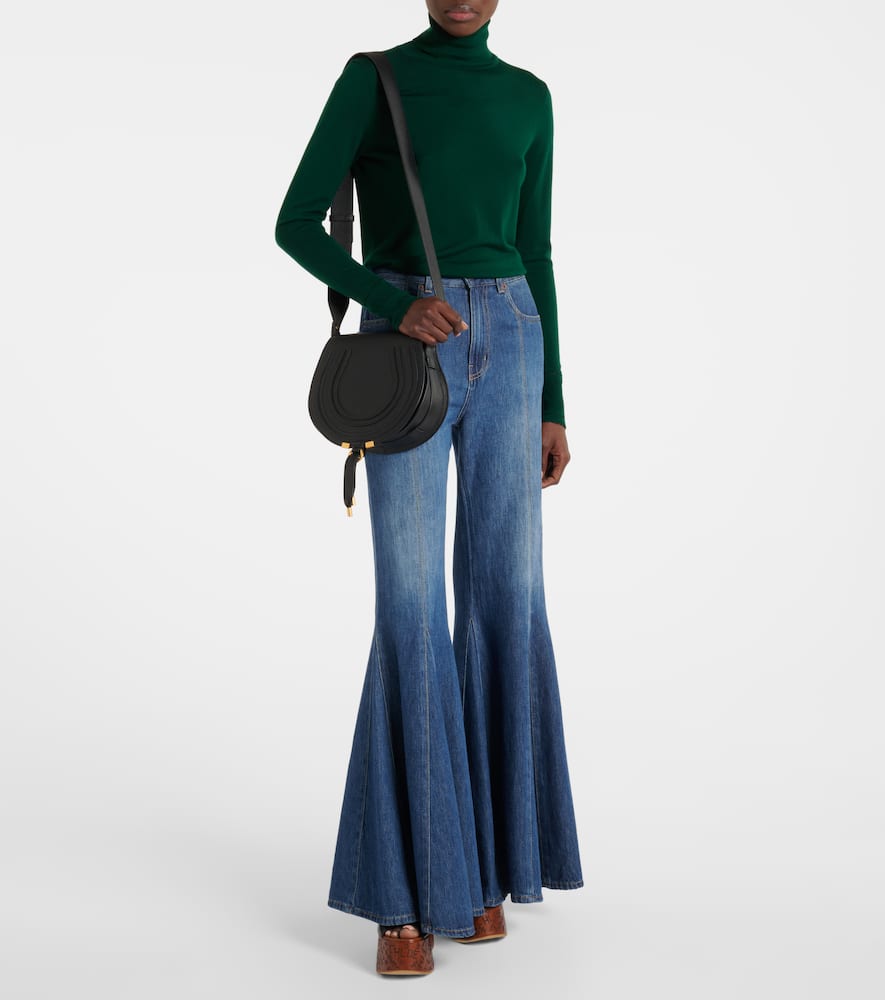 Chloé Marcie Leather Saddle Bag In Black
