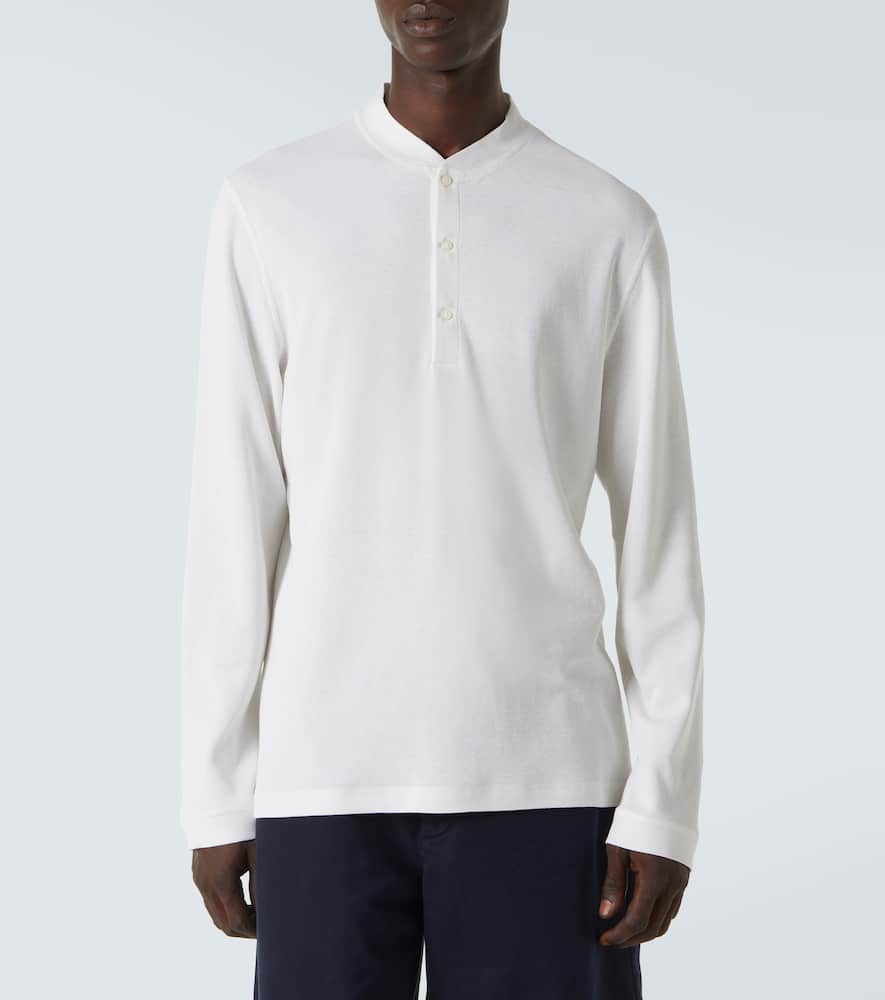 Brunello Cucinelli Cotton And Silk Henley Shirt In White