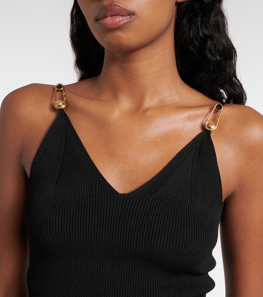  Versace Versace Safety Pin Ribbed-knit Top 