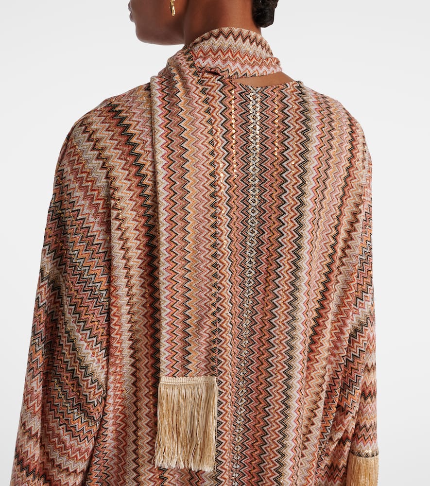 Shop Missoni Zigzag Sequined Fringed Lamé Kaftan In Multicoloured
