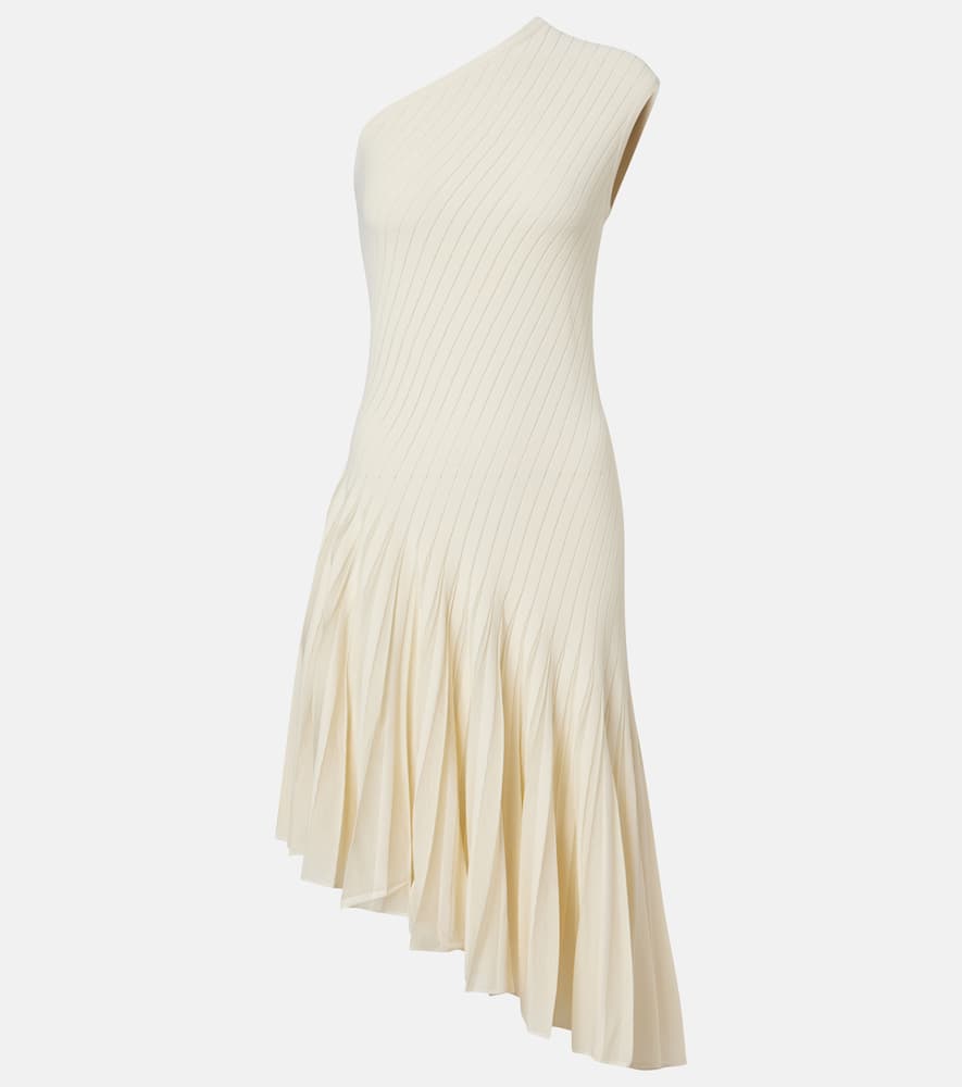 Alaïa Asymmetric pleated crêpe midi dress