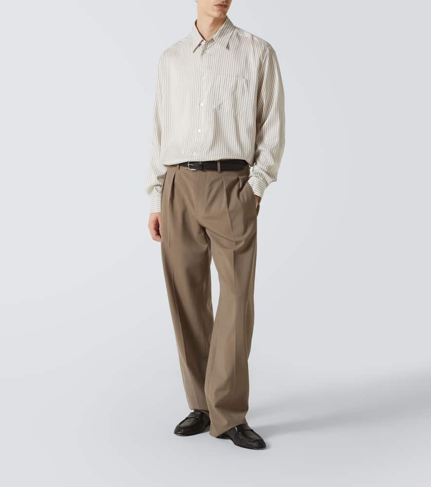The Row Feme Striped Silk Shirt In Neutral