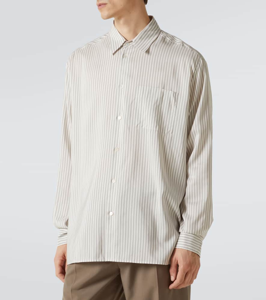 The Row Feme Striped Silk Shirt In Neutral