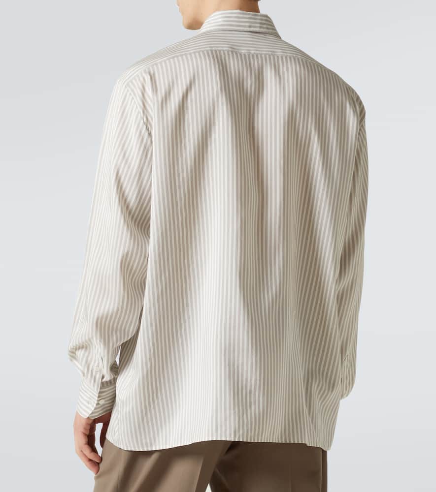 The Row Feme Striped Silk Shirt In Neutral