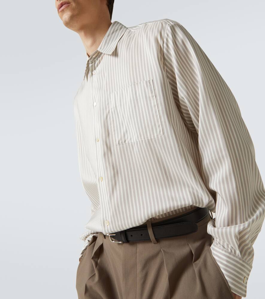 The Row Feme Striped Silk Shirt In Neutral