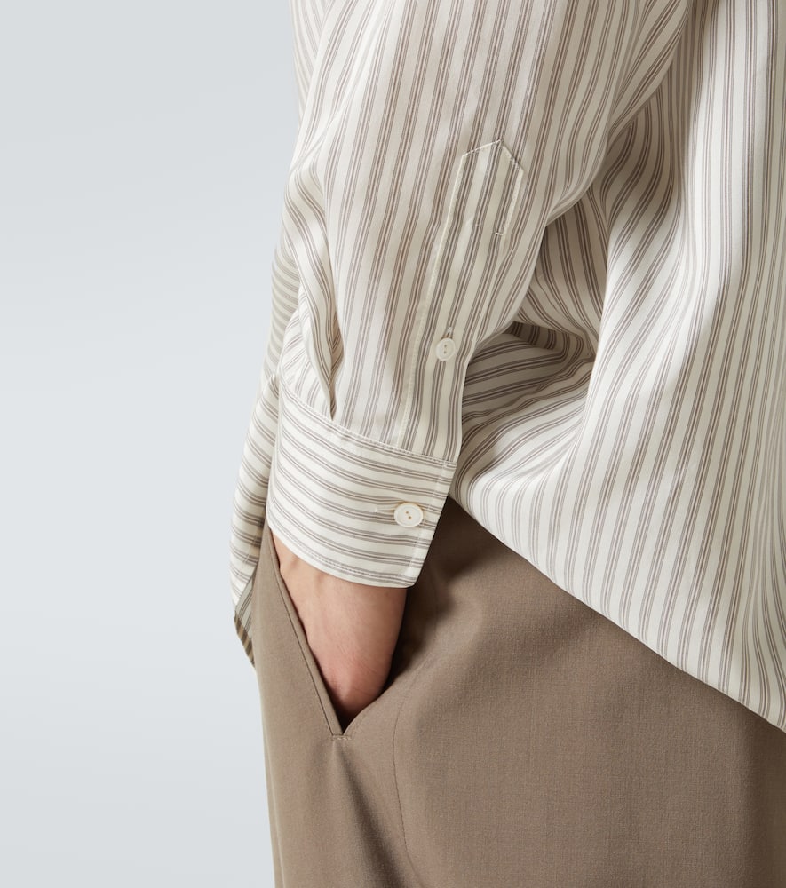 The Row Feme Striped Silk Shirt In Neutral
