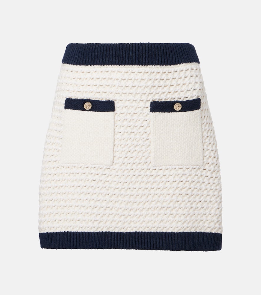 Cotton-blend crochet miniskirt