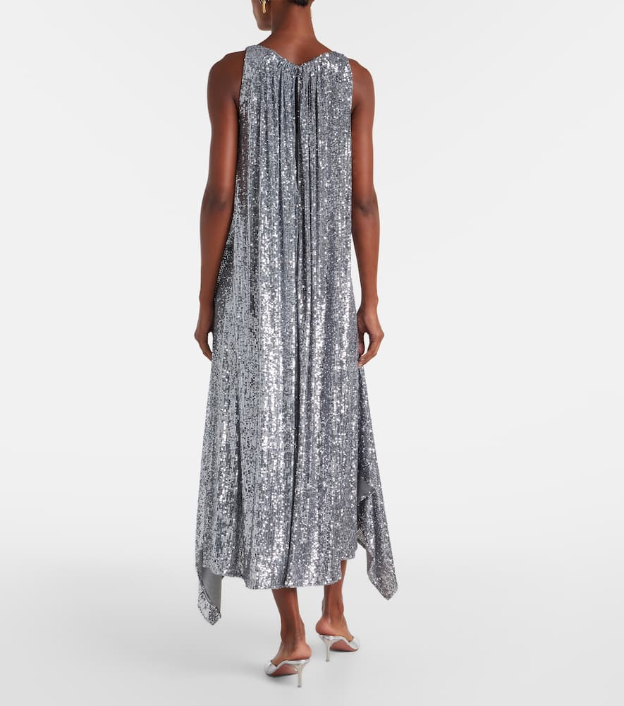 Rabanne Sequined Gathered Cocktail Dress In Silver
