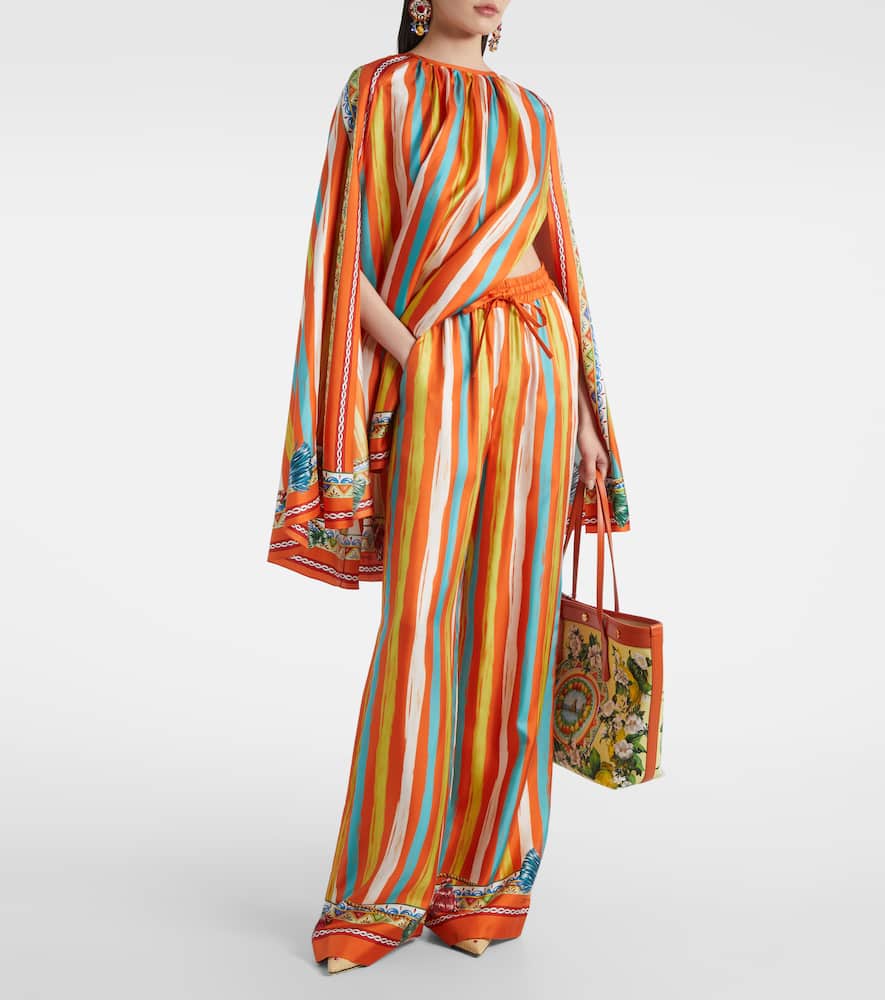 Dolce & Gabbana Oversized Striped Silk Shirt In Multi