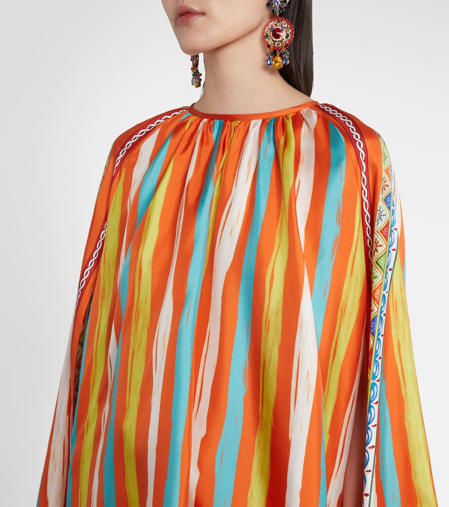 Dolce & Gabbana Oversized Striped Silk Shirt In Multi