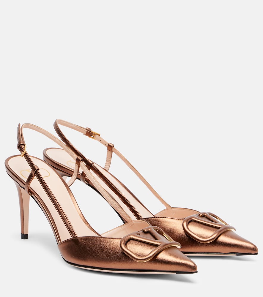 VLogo Signature 80 leather slingback pumps