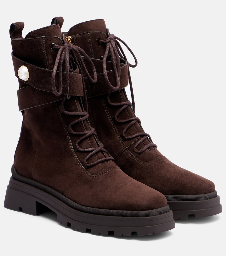 Jimmy Choo Noemi 45 Suede Combat Boots In Brown