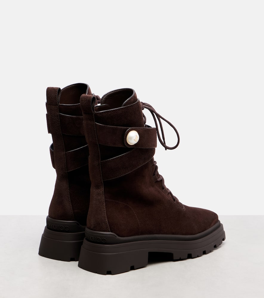 Jimmy Choo Noemi 45 Suede Combat Boots In Brown