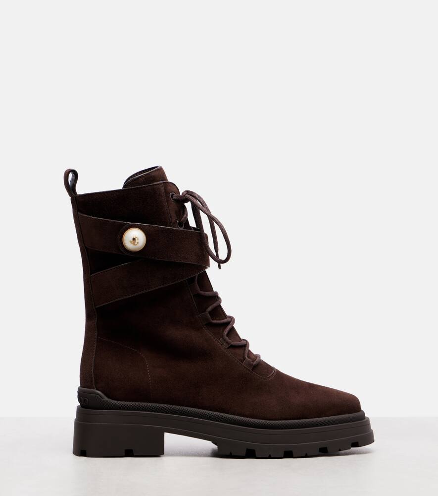 Jimmy Choo Noemi 45 Suede Combat Boots In Brown