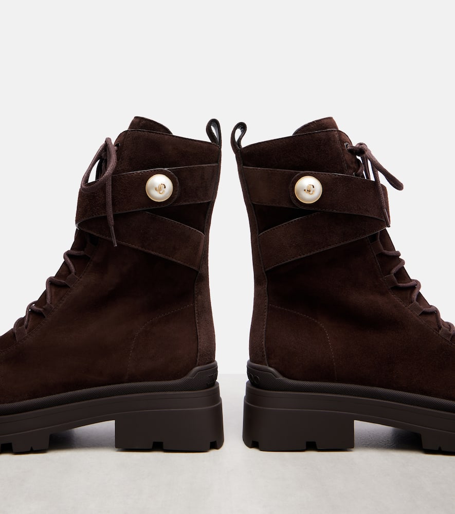 Jimmy Choo Noemi 45 Suede Combat Boots In Brown