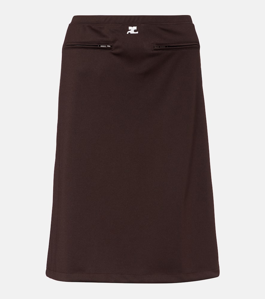 Courrèges Interlock A-line Track Midi Skirt In Brown