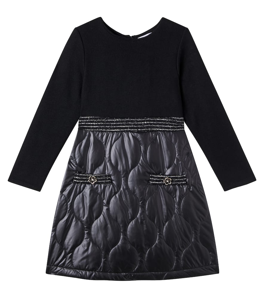 Patachou Paneled Quilted Dress In Black