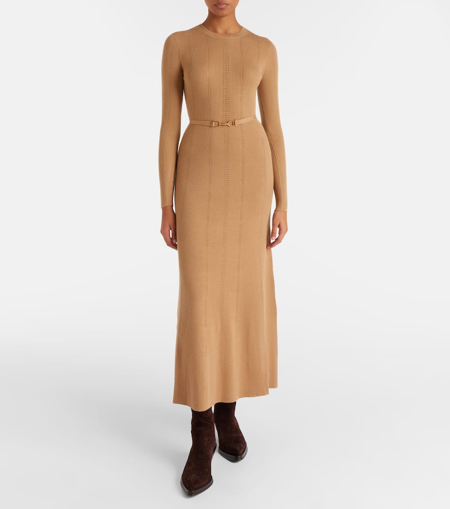 Gabriela Hearst Imagene Belted Wool Midi Dress In Sand