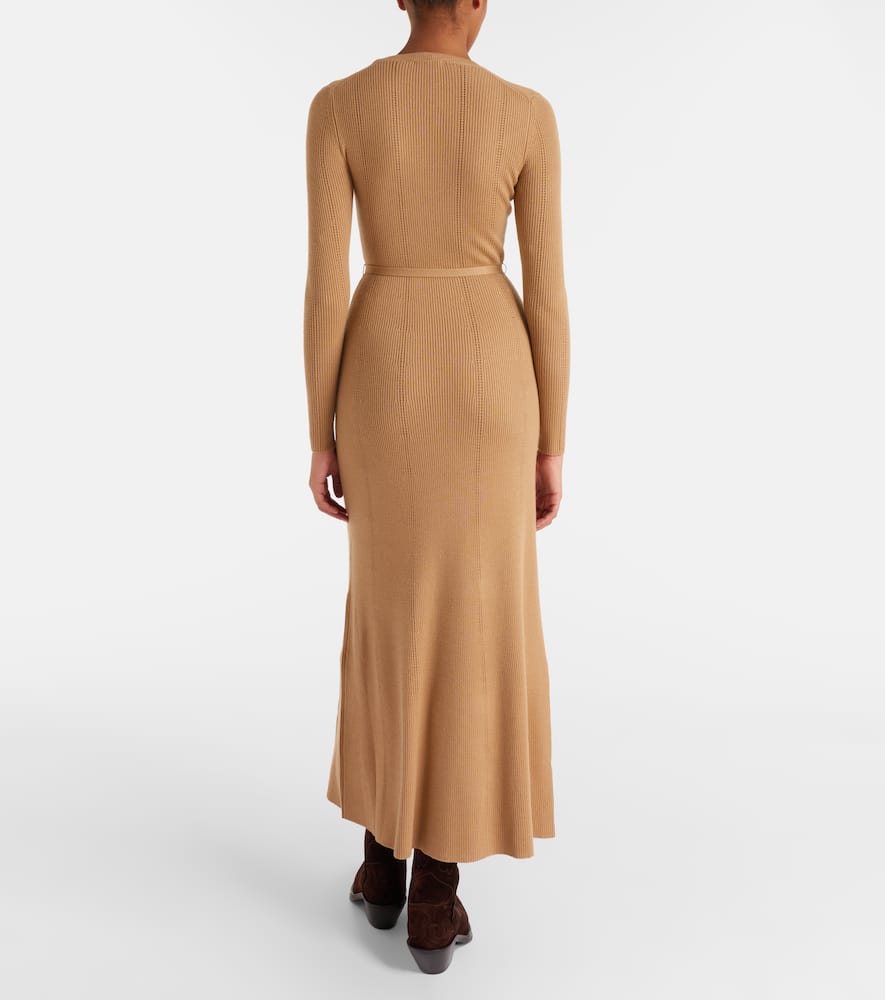 Gabriela Hearst Imagene Belted Wool Midi Dress In Sand