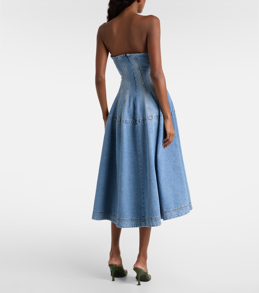 Magda Butrym Flared Denim Midi Dress In Blue