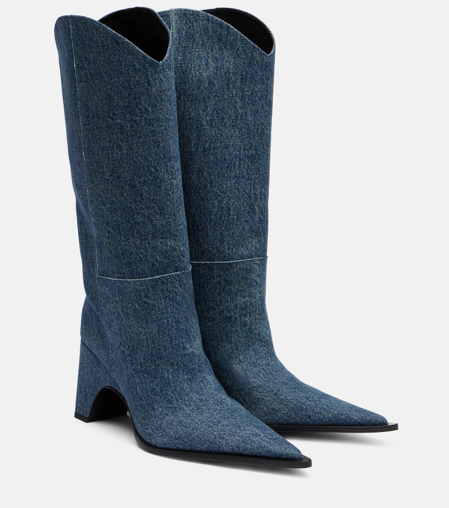 Coperni Bridge Denim Cowboy Boots In Multi