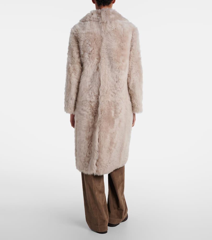 Brunello Cucinelli Double-breasted Shearling Coat In Neutral