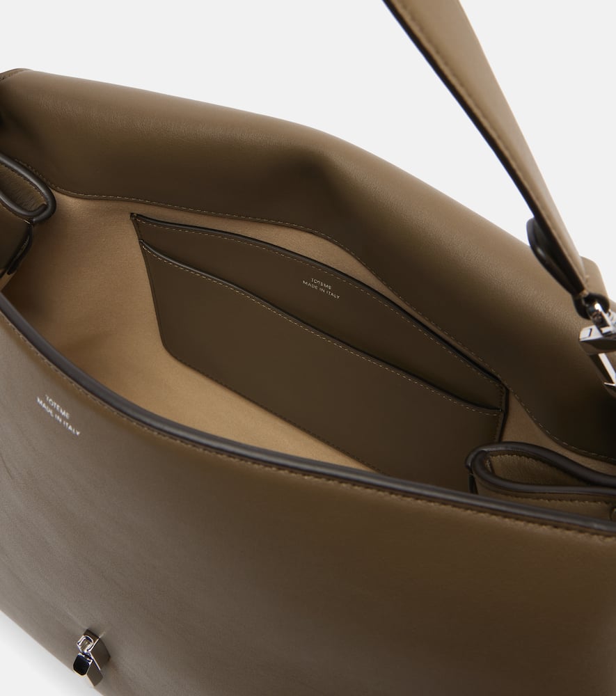 Totême T-lock Medium Leather Tote Bag In Gray