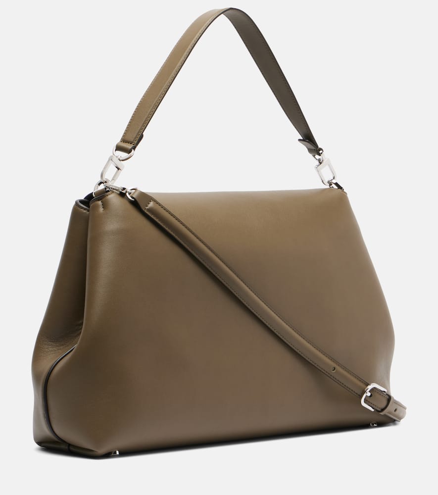 Totême T-lock Medium Leather Tote Bag In Gray