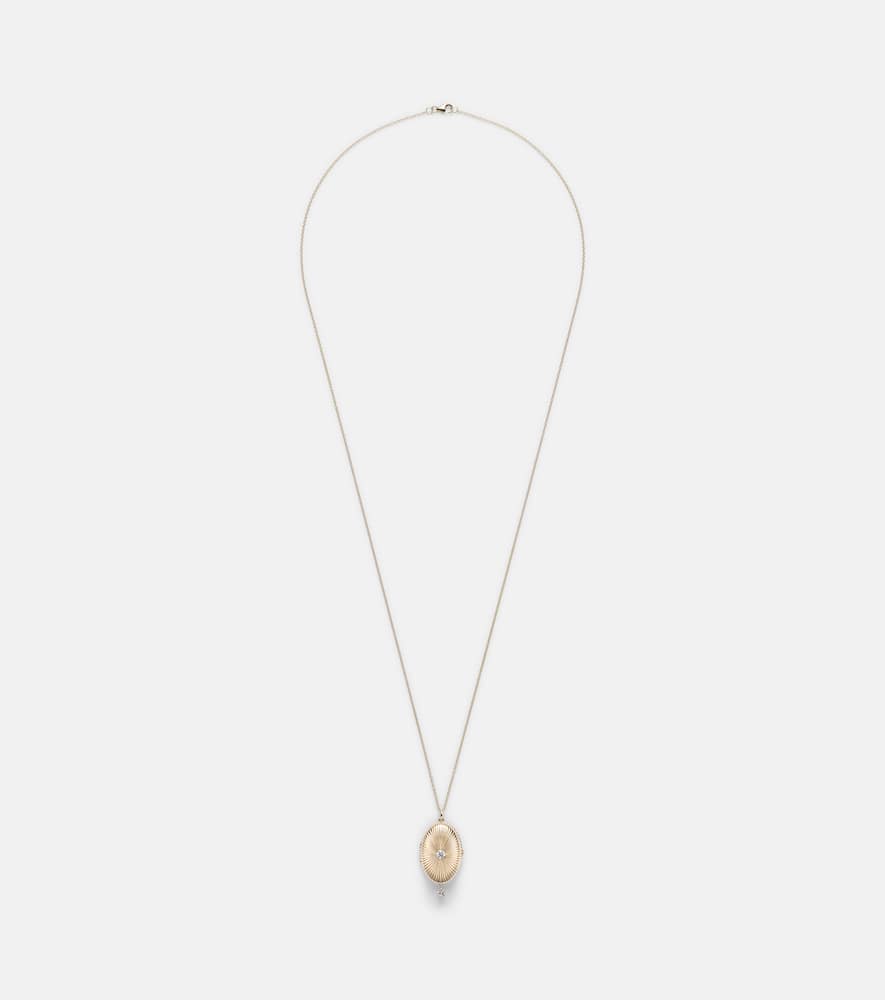 Persée 9kt Gold Locket Necklace With Diamonds In Gold