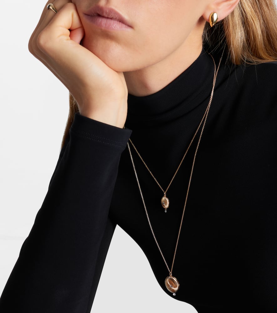 Persée 9kt Gold Locket Necklace With Diamonds In Gold