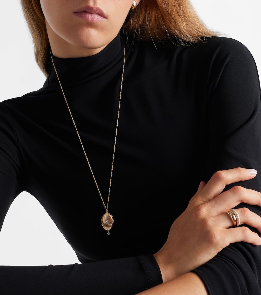 Persée 9kt Gold Locket Necklace With Diamonds In Gold