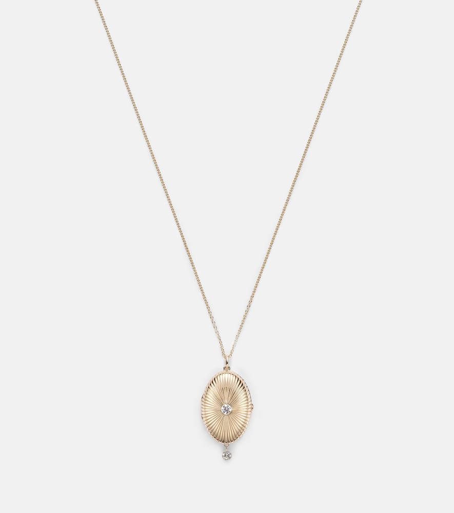 Persée 9kt Gold Locket Necklace With Diamonds In Gold