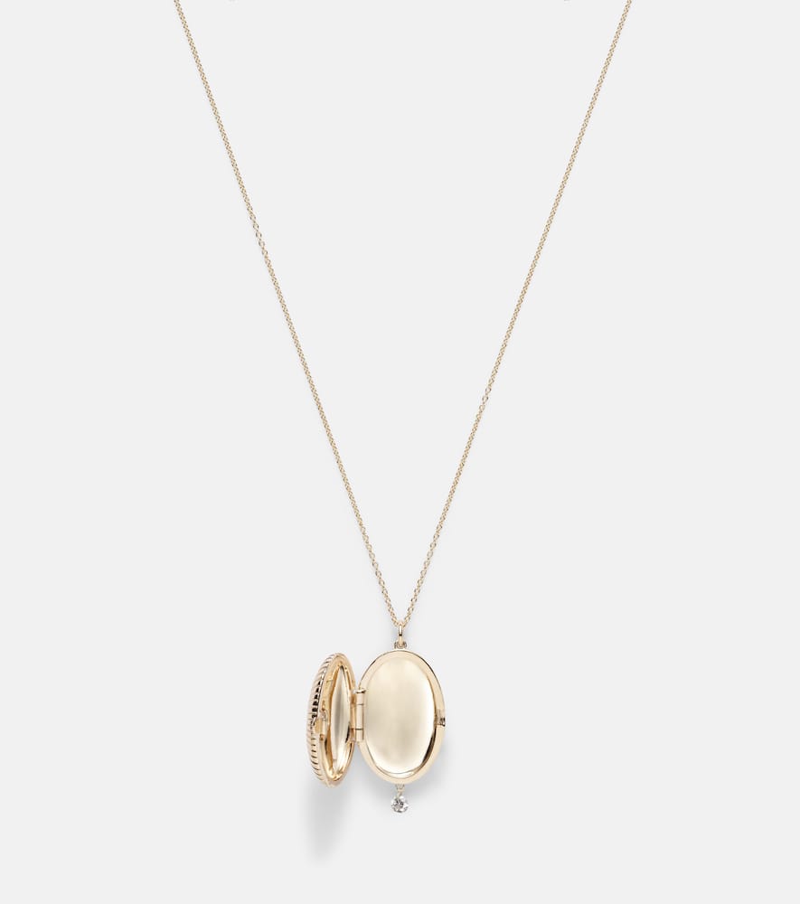 Persée 9kt Gold Locket Necklace With Diamonds In Gold