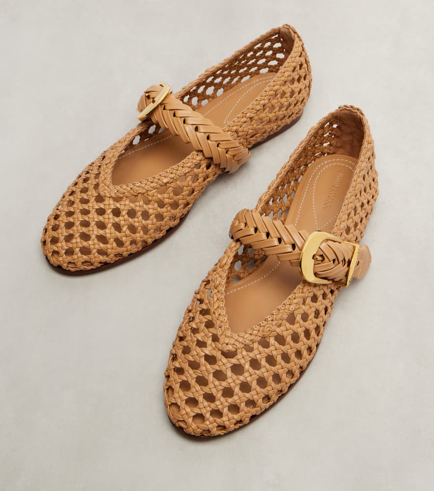 Zimmermann Helix Braided Leather Ballet Flats In Brown