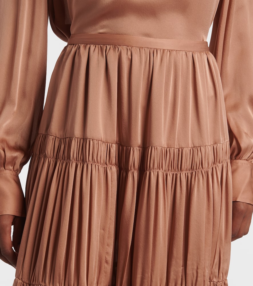 Ulla Johnson Gaelle Tiered Silk Satin Maxi Skirt In Pink