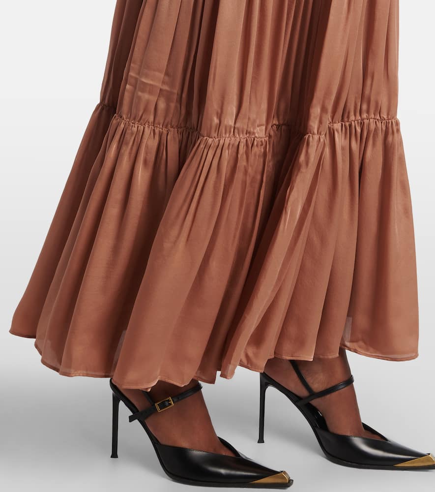 Ulla Johnson Gaelle Tiered Silk Satin Maxi Skirt In Pink