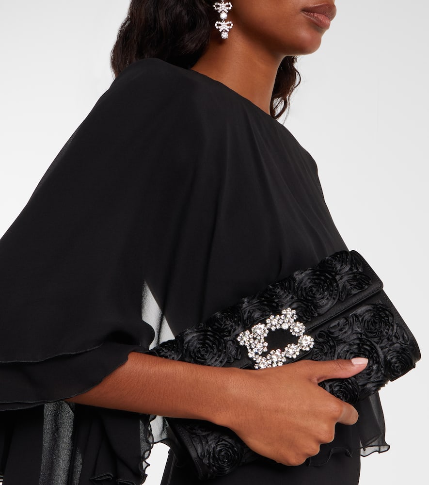 Roger Vivier Embellished Embellished Satin Clutch In Black