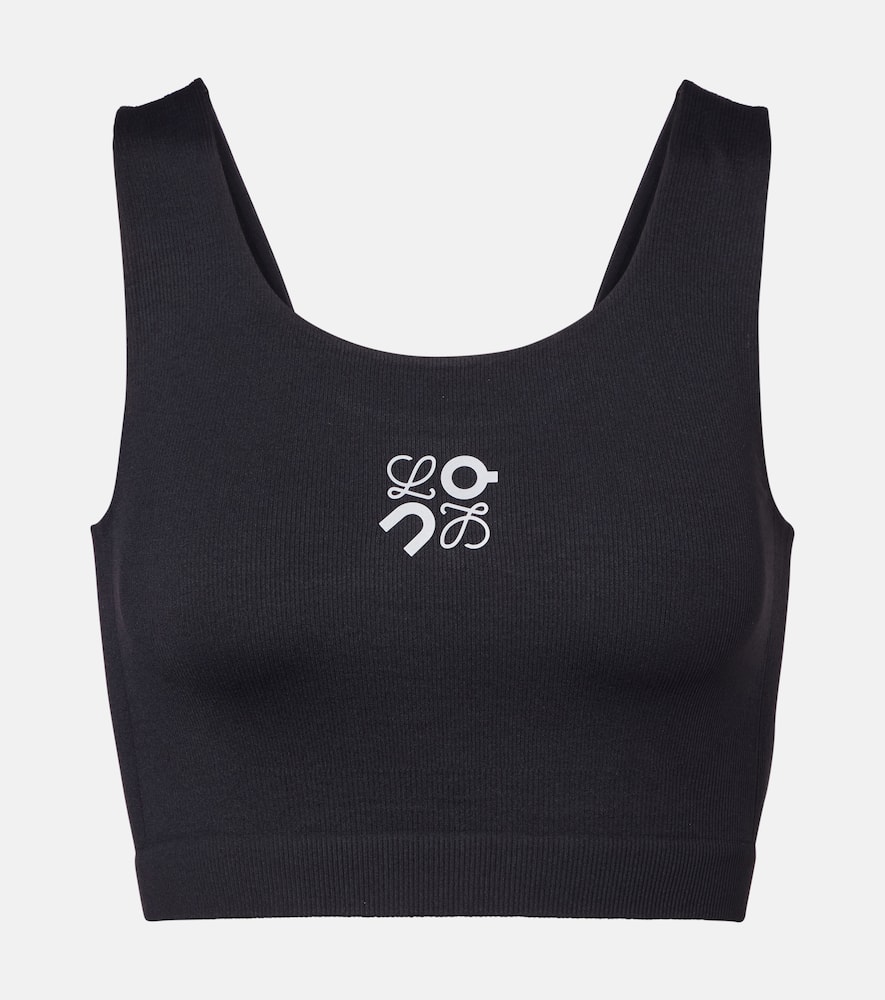 Loewe X On Ribbed-knit Sports Bra In Black