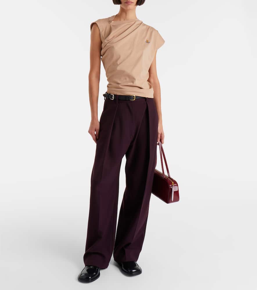 Vivienne Westwood Hebo Asymmetric Cotton Top In Brown