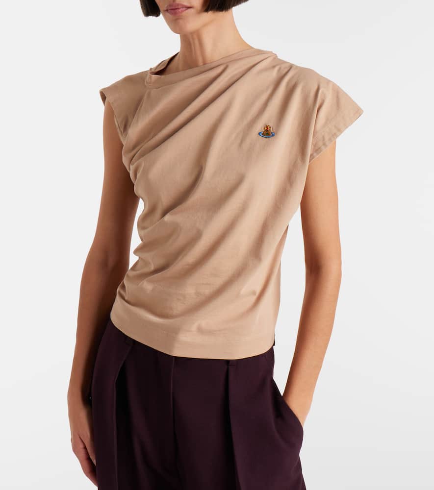 Vivienne Westwood Hebo Asymmetric Cotton Top In Brown
