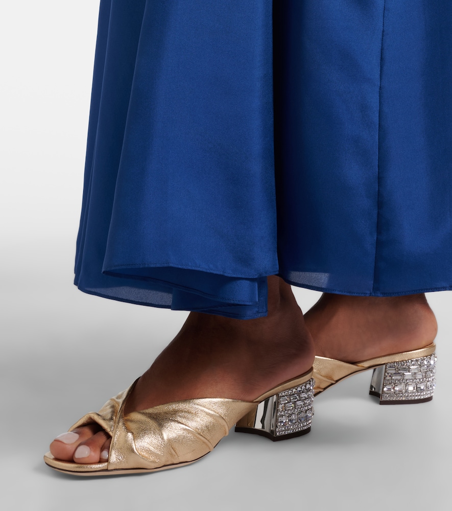 Jimmy Choo Mala embellished metallic leather mules