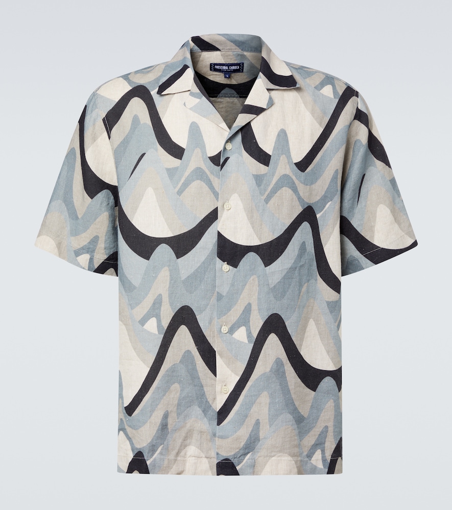 Frescobol Carioca Roberto Printed Linen Bowling Shirt