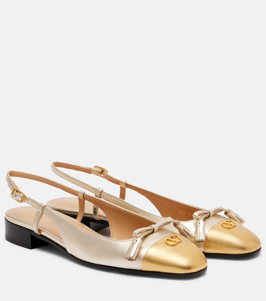 Valentino Garavani Valet Du Roi Vlogo Metallic Leather Slingback Ballerina Flats In Multi