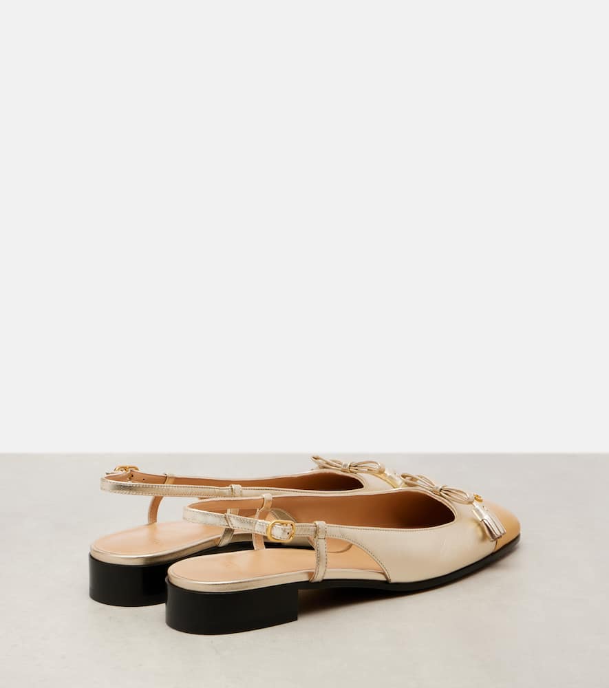 Valentino Garavani Valet Du Roi Vlogo Metallic Leather Slingback Ballerina Flats In Multi