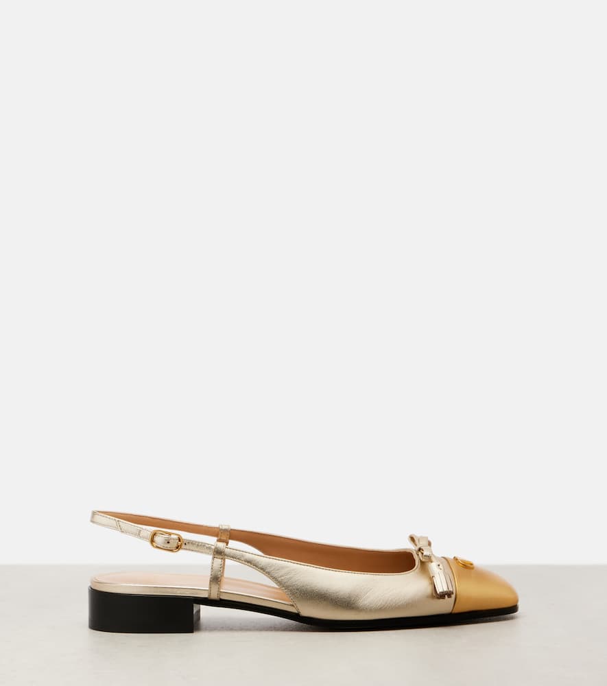 Valentino Garavani Valet Du Roi Vlogo Metallic Leather Slingback Ballerina Flats In Multi